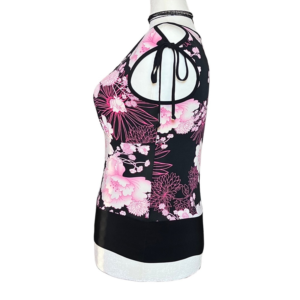 Vintage Y2K Torrid Black Pink Floral Top Fairycore Bows L/XL Whimsigoth Fairy - Picture 3 of 8